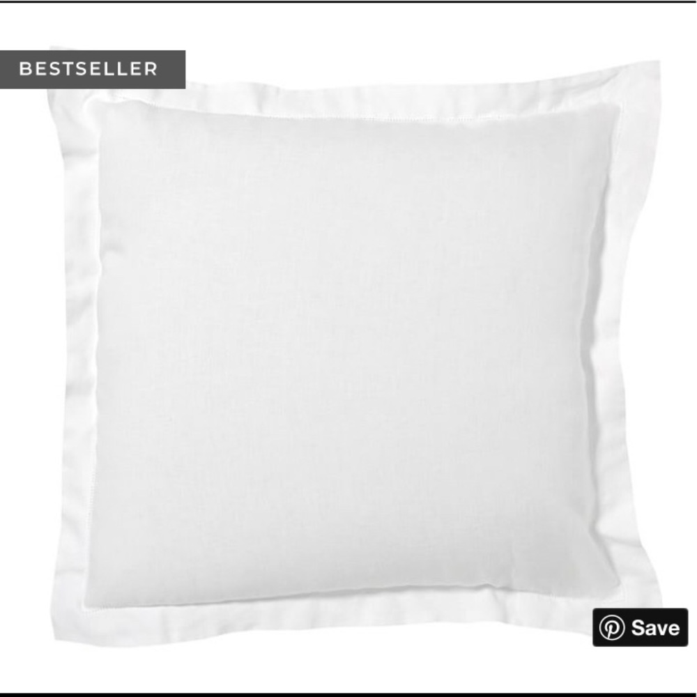 PB White Belgian Flax Linen Euro Sham Pillow Case2